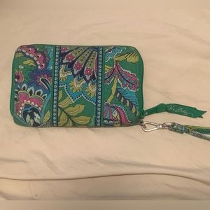 Vera Bradley Emerald Paisley Zip-Around Wristlet